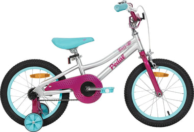 Pedal Buzz Steel 16" Kids Bike Silver Pink Blue