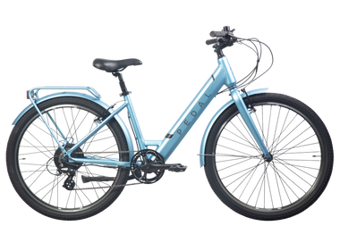 Pedal Lightning PLUS 27.5" Step Through Electric Hybrid Bike Satin Blue