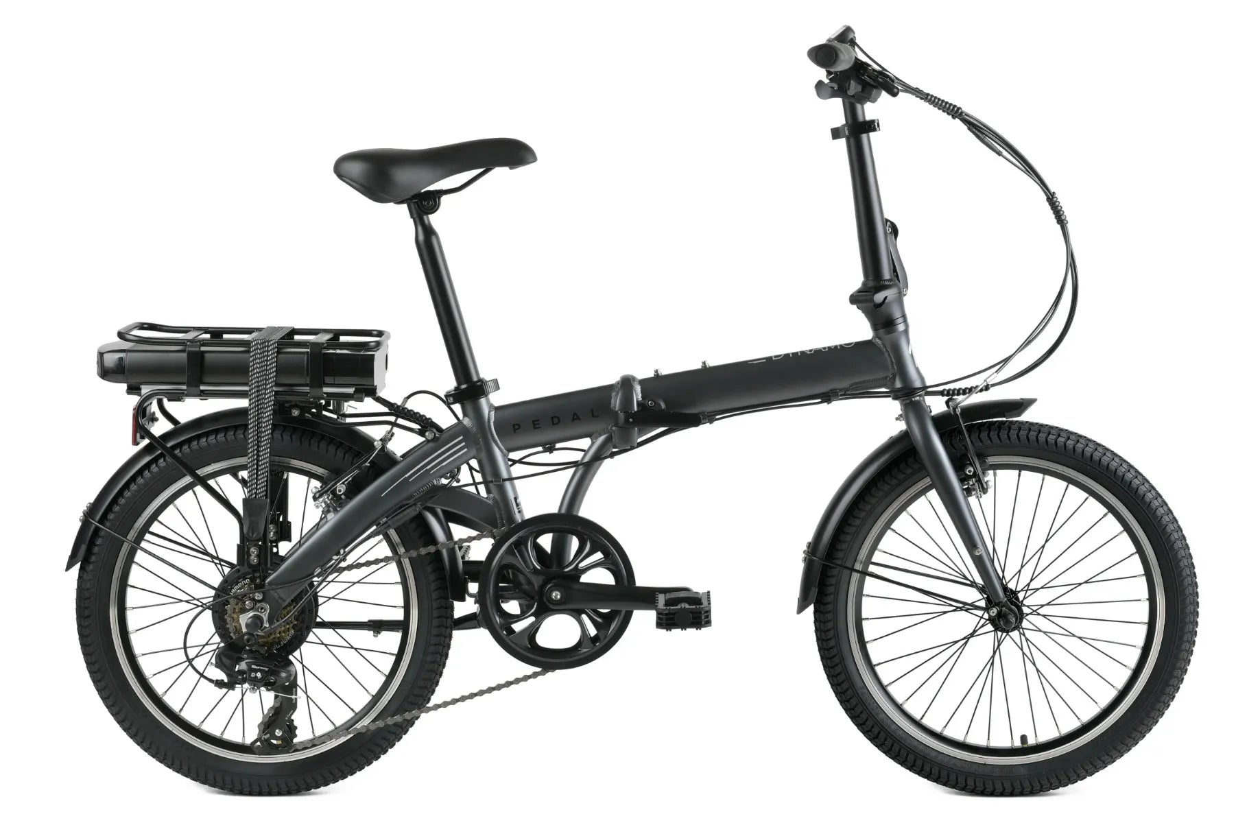 Pedal Dynamo 3 Electric Folding Bike Charcoal Pedal Pedal Bikes